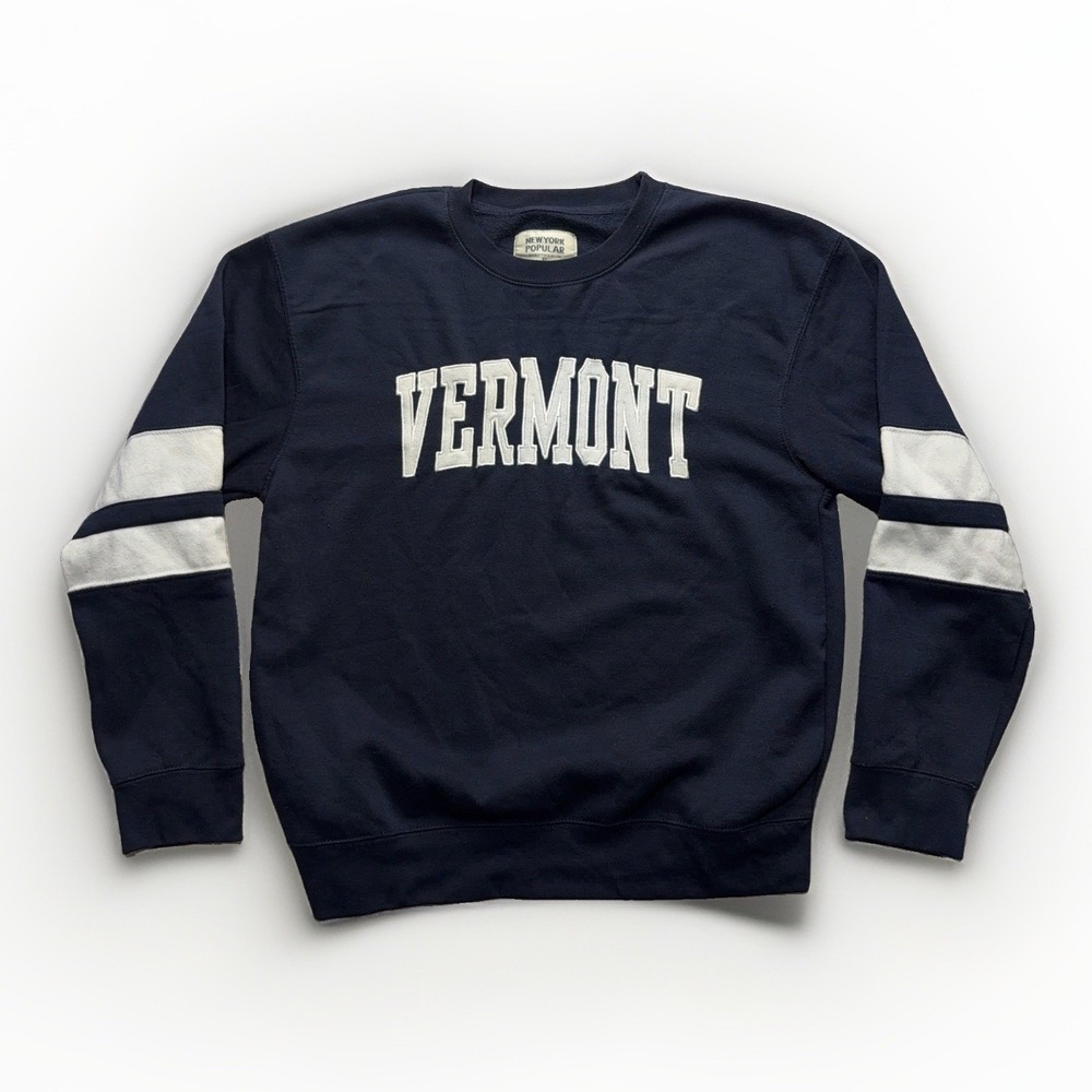 New York Popular Vermont Crewneck Sweatshirt Blue Varsity Stripe Mens XL Preppy